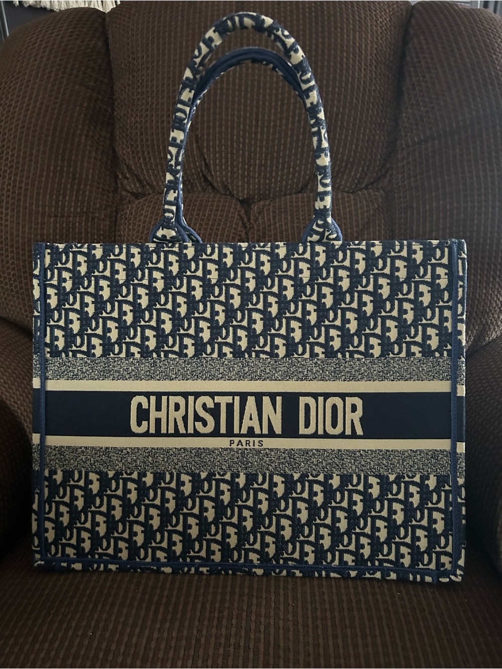 Christian Dior Book Tote – Blue Oblique Embroidery | BNWT | Authentic
